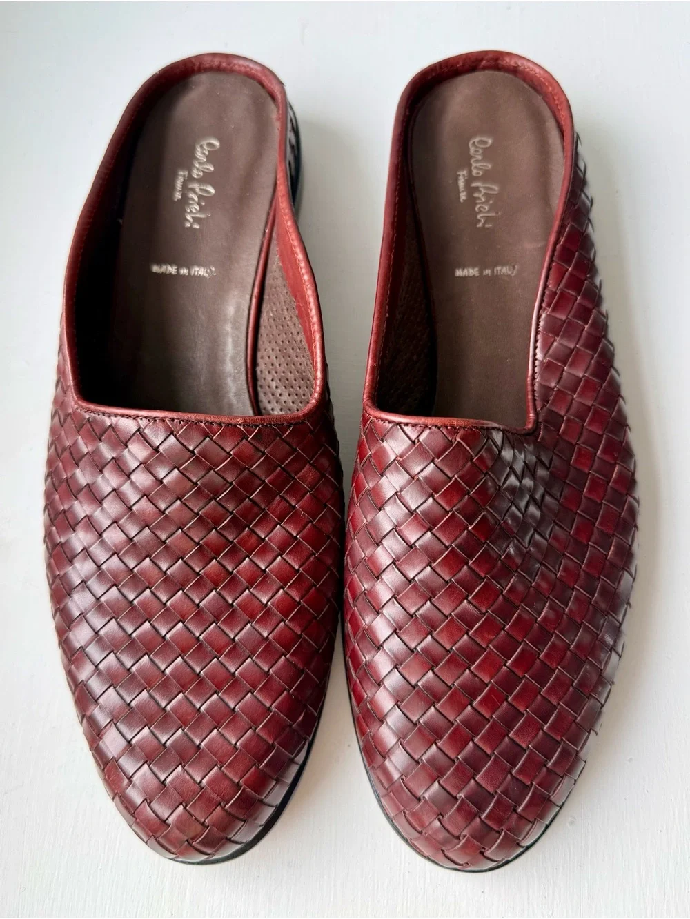Women’s Handmade Woven Italian Leather Slip-On Loafers in Deep Wine